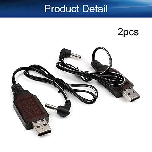 Heyiarbeit USB Charging Cable 3.5mm DC Elbow for RC 4.8 V 250mA Ni-MH Ni-CD Battery 2Pcs - size: 3.5 Elbow 2Pcs