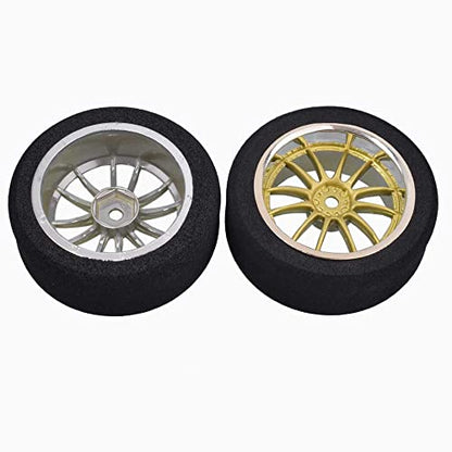 4Pcs 1/10 On-Road Foam Tires& 9003 Wheel Rims 12mm Hex for HSP HPI RC Racing Car Toy, Gold