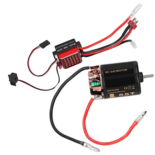 RC Motor ESC Combo, High Torque 360A Brushed Motor Kit 540 with T Plug for 1/10 Scale RC Cars Off-Road Racing Hobbyists - size: 55T