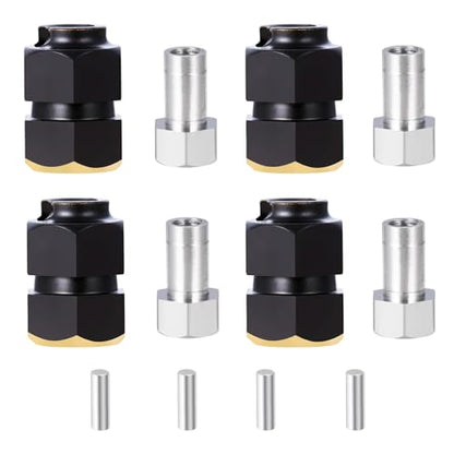RC Brass Wheels Hex Hub 10mm Extension Hex Drive Adapter Counterweight Offset Spacers for Redcat Ascent-18 TRX4M Defender Bronco K10 F150 1/18 RC Crawler Car Upgrades Parts (Black)