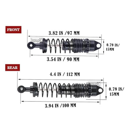 Full Aluminum Big Bore RC Shocks Absorber Damper Upgrades Part for 1/10 Slash/Stampede/Rustler/Bandit VXL 4X4 2WD,Front Rear Assembled Full Metal Shocks,4PCS Black - color: Black/4pcs