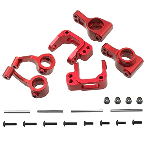 ShareGoo Metal Steering Hub Blocks & C-Hub Carriers Caster Blocks & Rear Stub Axle Carriers Compatible with Horizon ECX 1/10 2WD Ruckus Axe Brutus Circuit AMP MT/DB Crush RC Car Tuck (Red) - color: Red