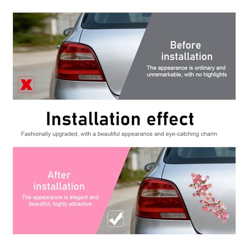 32 PCS 3D Stereo Cherry Blossom Car Stickers, Flower Design DIY Car Body Bumper Decoration, Personalized Scratch Cover Waterproof Decals, Universal for Cars SUVs Trucks (Pink) - size: 32 PCS