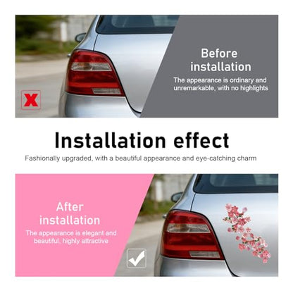 32 PCS 3D Stereo Cherry Blossom Car Stickers, Flower Design DIY Car Body Bumper Decoration, Personalized Scratch Cover Waterproof Decals, Universal for Cars SUVs Trucks (Pink) - size: 32 PCS
