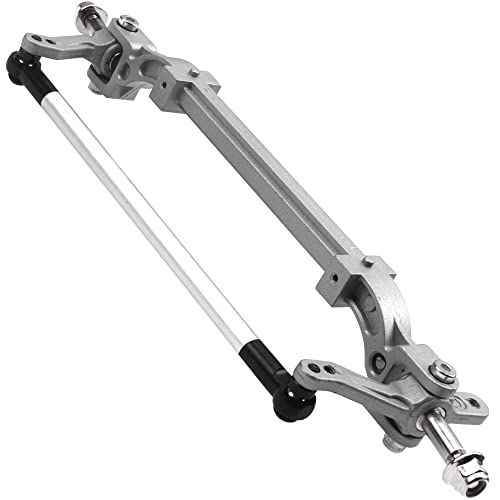 Metal Front Axle Steering Link Rod Pole Wheel Axle Compatible with Tamiya 1/14 RC Tractor Truck (Silver) - color: Silver