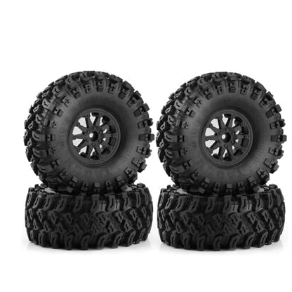 2.2 RC Crawler Tires And Wheels Beadlock Rims 1/10 RC Rubber Slingers Grappler Mud Tyres OD 136mm For 1:10 Rock Crawler Car Axial SCX10 90047 D90 TF2 Tamiya CC01 Traxxas TRX4 RGT 4PCS (Black) - color: Black