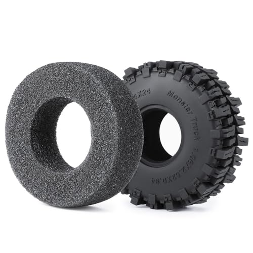 MOHERO 4Pcs 1.1 Tires - 64mm All Terrain Soft Sticky Tires for 1/18 TRX4M 1/24 SCX24 RC Crawlers Car Upgrade Parts(Style B) - color: Style B