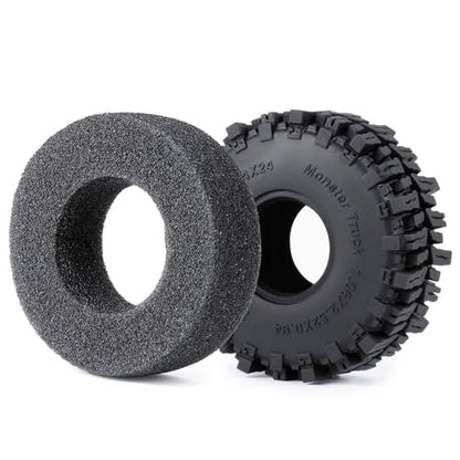MOHERO 4Pcs 1.1 Tires - 64mm All Terrain Soft Sticky Tires for 1/18 TRX4M 1/24 SCX24 RC Crawlers Car Upgrade Parts(Style B) - color: Style B