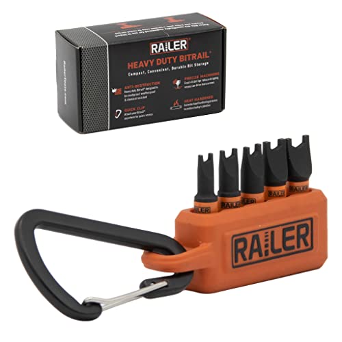 Spanner Screwdriver Bit Set - Railer 5PC S2 Steel 1" Spanner Snake Eyes Impact Driver Bit Set With A Tool Storage Bit Holder & Carabiner - color: Orange Bitrail