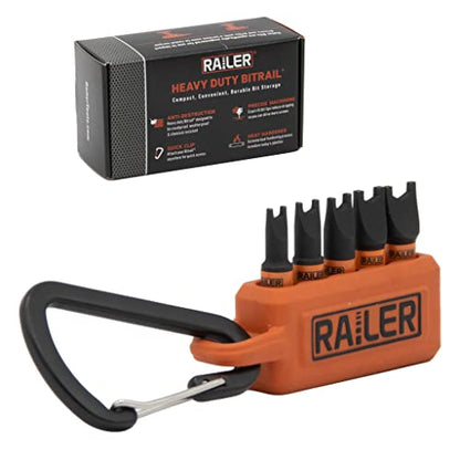Spanner Screwdriver Bit Set - Railer 5PC S2 Steel 1" Spanner Snake Eyes Impact Driver Bit Set With A Tool Storage Bit Holder & Carabiner - color: Orange Bitrail