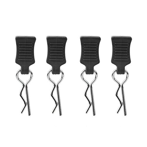 4pcs Universal RC Car Body Clips with Pull Tabs Pins for 1/8 1/10 /12 RC Car Shell Replacement Parts (Black) - color: Black