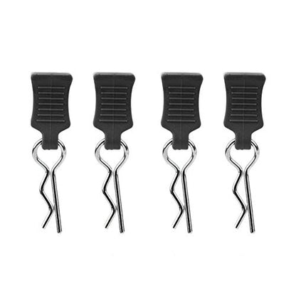 4pcs Universal RC Car Body Clips with Pull Tabs Pins for 1/8 1/10 /12 RC Car Shell Replacement Parts (Black) - color: Black