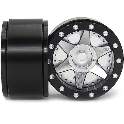 hobbysoul Heavy 1.0 Beadlock Wheels Weight 20.5g/Rim, Adjustable Offset 1.0 Wheels Rims Hex 7mm for RC Micro Crawler 1/18 TRX4M Axial SCX24 90081, (4-Pack) - color: Black & Silver