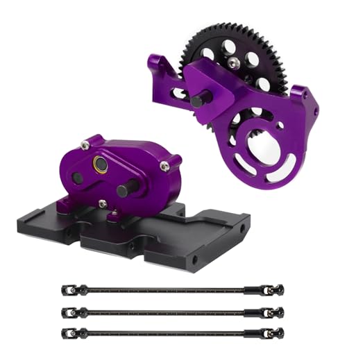 AMK 1/10 Scale Transmission Kit OD Transfer Case Gearbox with 30% Overdrive Gear Box 3Pcs Driveshafts for RC Crawler Axial SCX10 II Element Enduro DIY LCG Chassis (Purple) - color: Purple