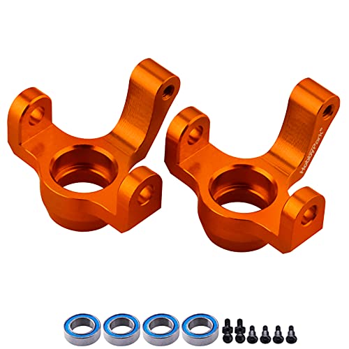 Hobbypark Aluminum Caster Blocks C-Hubs Steering Block Stub Axle Carriers Knuckles Set for Traxxas 1/18 LaTrax Teton Desert Prerunner Rally, Replace Parts 7532 7552X (Orange) - color: Orange