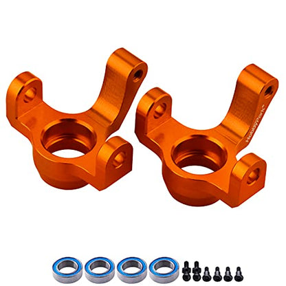 Hobbypark Aluminum Caster Blocks C-Hubs Steering Block Stub Axle Carriers Knuckles Set for Traxxas 1/18 LaTrax Teton Desert Prerunner Rally, Replace Parts 7532 7552X (Orange) - color: Orange