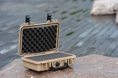 MEIJIA Portable All Weather Waterproof Protective Hard Case, Small Camera Case,Dry Case with Customizable Foam,Fit Use of Drones, Camera,Equipments, 11.65 ”x8.35”x3.78” - color: Desert Tan