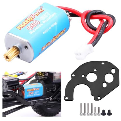 HobbyPark High Torque 050 55T Brushed Motor with Motor Mount & Pinion for Axial SCX24 Gladiator Bronco C10 JLU Deadbolt B-17 1/24 Crawler Upgrades Parts