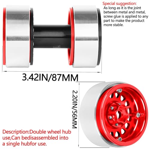 RC 1.9 Dually Beadlock RC Wheel Rim for 1/10 SCX10 90046 AXI03007 TRX4 TRX6 VS4-10 Gen7 Gen8 MST CFX D90 RC Crawler,Aluminum 1.9 Dually Beadlock Wheels Rims w/Adjustable Offset (4PCS) Red - color: Red/Dually Beadlock