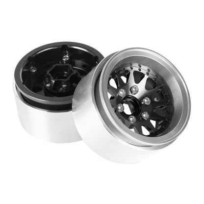 4PCS 1.9" Beadlock Wheel Rims Offset-10mm Aluminum Alloy Metal Wheel Hub for 1/10 RC Rock Crawler Car for Axial SCX10 TRX4 TRX6 D90 D110 Upgrade Accessories(12Holes-Black) - color: 12holes-black