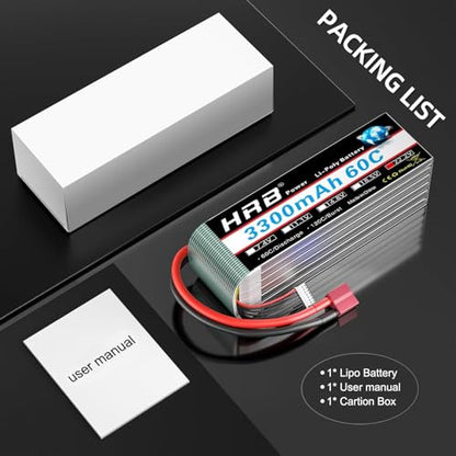 HRB 6S 3300mAh Lipo Battery T 22.2V 60C Compatible with RC Plane