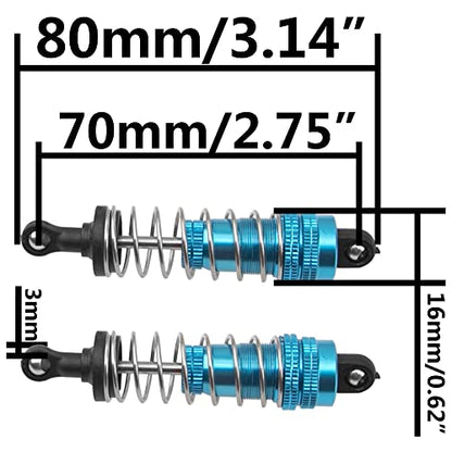 4Pack Vgoohobby 144001 Shock Absorber Damper Suspension Shocks Upgrade Parts Compatible with WLtoys 144001 124018 124019 1/14 RC Car Buggy (Blue)