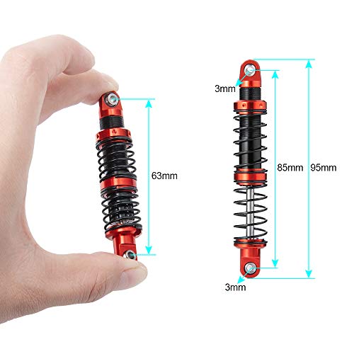 Que-T 4pcs Metal Shock Absorber Damper for 1/10 RC Crawler Car SCX10 D90 TRX4 TRX6 (85mm) - size: 85mm