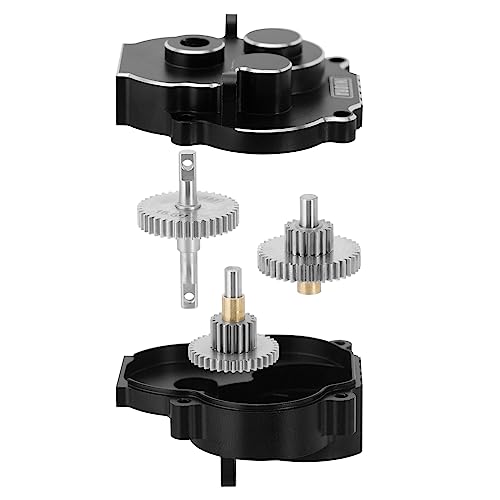 INJORA Transmission Gearbox with 16.6/1 Gears Pinion CNC Aluminum Complete Transmission for TRX4M 1/18 RC Crawler Upgrade(Black)