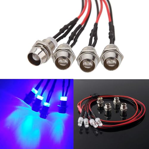4Led RC Truck Car Led Light Kit,WONFAST LED RC Car Headlights Taillight Set Accessories for 1/10 1/12 1/8 RC Car Truck Tank Crawler for Redcat Axial HSP Tamiya SCX10(Blue) - color: Blue