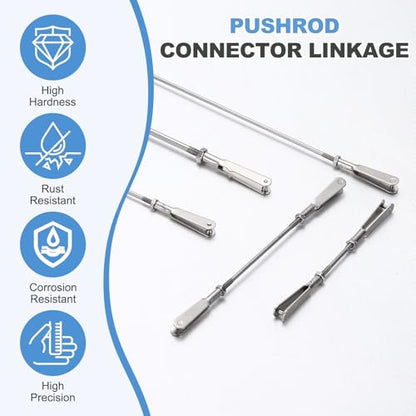 MECCANIXITY 4 Pcs Metal Clip Pushrod Connector Linkage, 304 Stainless Steel M2 Threaded Rod with Metal Clip for RC Plane Fixed Wing Aircraft DIY Models Parts, 182mm/7.17" - size: M2 x 182mm