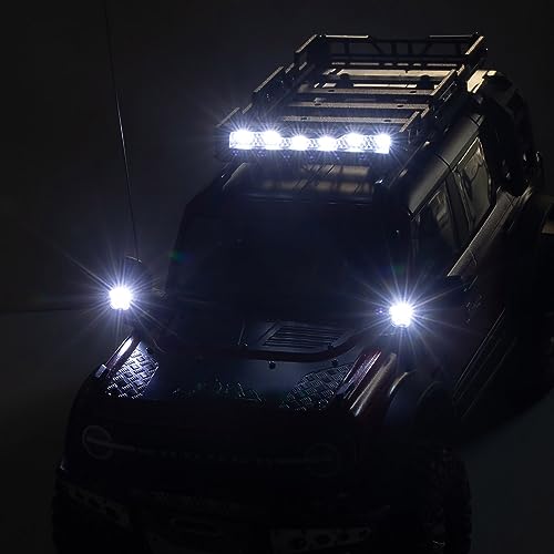 6 LED Lights Roof Lamp Headlights Multi-Function Spot Light Bar Compatible for Axial SCX24 TRX4M 1/24 1/18 RC Crawler Car Upgrade Parts - color: Headlights