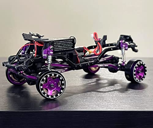 Treal 1.0 Beadlock SCX24 Wheels (4P) Classic 5-Star 1" Micro Beadlock Wheels for Axial 1/24 Deadbolt Betty C10 Gladitor Bronco 27.3g (Black-Purple) - color: Black-Purple