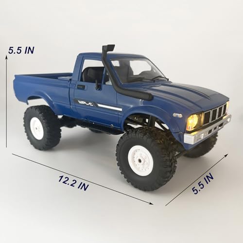 RC Crawler WPL C24 RC Rock Crawler RC Truck 4x4 Off Road RTR | 1/16 Scale Remote Control Truck All Terrain 2.4 GHz with Proportional Steering LED Lights Hobby Toys Adult