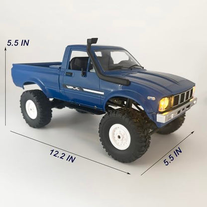 RC Crawler WPL C24 RC Rock Crawler RC Truck 4x4 Off Road RTR | 1/16 Scale Remote Control Truck All Terrain 2.4 GHz with Proportional Steering LED Lights Hobby Toys Adult