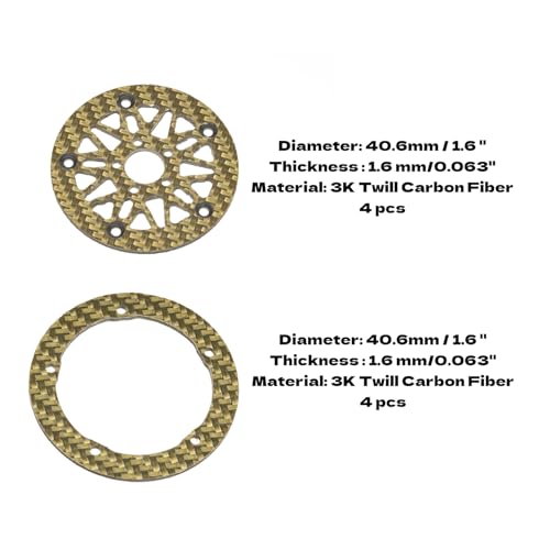 1.6" (40.6mm) Super Wheels, Carbon fibre Beadlock Wheel fit for SCX24 TRX4M FCX24 FCX24M CR18P 1/24 1/18 RC Crawlers Upgrade, Style B, Gold - color: Gold, size: Style B