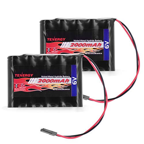 Tenergy 2 Pack NiMH Receiver RX Battery with Hitec Connectors 6V 2000mAh High Capacity Rechargeable Battery Pack for RC Airplanes/RC Aircrafts and More - size: 2 Packs
