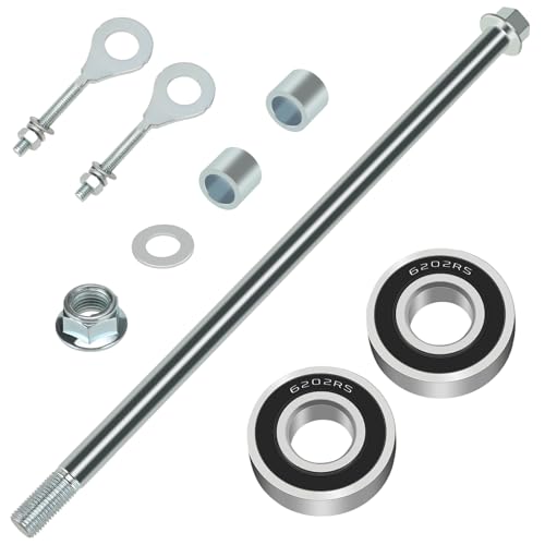 14mm 290mm Mini Bike Rear Wheel Axle Kit for CT200U-EX BT200X | Minibike Axle with 6202RS Rear Bearing Compatible with Coleman 196CC 200CC 6.5HP Mini Bike Parts 15mm Chain Adjuster - size: 290mm rear axle