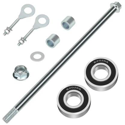 14mm 290mm Mini Bike Rear Wheel Axle Kit for CT200U-EX BT200X | Minibike Axle with 6202RS Rear Bearing Compatible with Coleman 196CC 200CC 6.5HP Mini Bike Parts 15mm Chain Adjuster - size: 290mm rear axle
