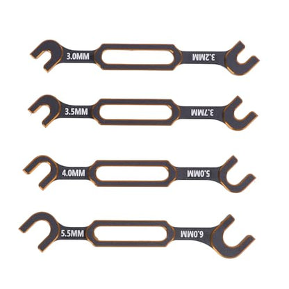 RC Tools, 4PCS RC Wrench Set Turnbuckle Nut Ball Joint Remover 3.0 3.2 3.5 3.7 4.0 5.0 5.5 6.0mm Aluminum Alloy Repair Tool for Remote Control Cars Drones Crawlers (Gold) - color: Gold