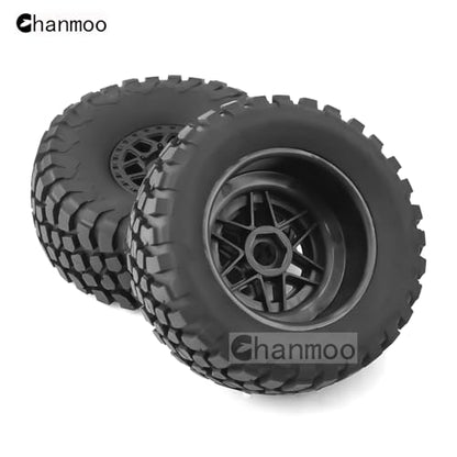 1/8 RC Short Course Truck Tires And Wheels 17mm Hex OD 140mm 1/7 All Terrain Off Road Tyres For 1:7 1:8 RC Buggy Truck Car HSP TRAXXAS UDR DF7 FS Atom ARRMA Mojave YK4072 DF7 4PCS (Black) - color: Black