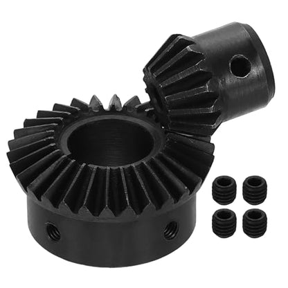 uxcell 2Pcs Tapered Bevel Gears Set, 1.5 Mod 1:2 (15T/30T) Harden Steel Straight Bevel Gear, 90 Degree Steering Motor Gears, (6/19mm Shaft Hole with Keyway) - size: 6/19mm