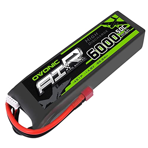 OVONIC 4s Lipo Battery 50C 6000mAh 14.8V Lipo Battery with Dean-Style T Connector for RC Airplane Helicopter Quadcopter RC Car Truck Boat