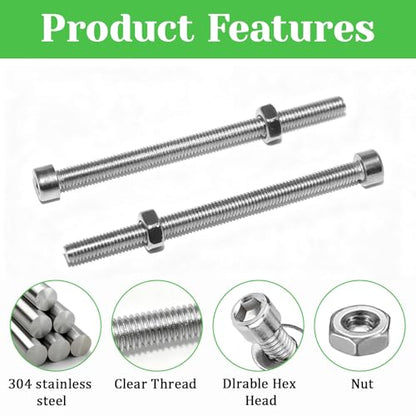 80 Pcs M3 x 45mm Socket Head Cap Screws Metric, Allen Socket Drive, 304 Stainless Steel, Full Thread, Bright Finish, Machine Thread - size: M3 x 45-80Pcs-Silver
