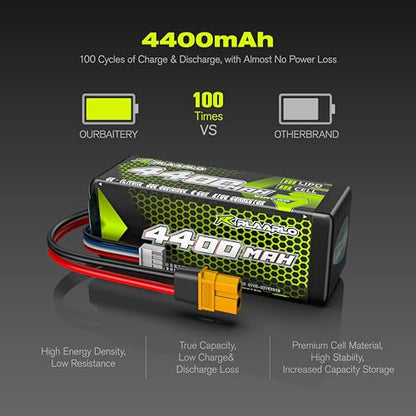 CROBOLL RE038 3S Lipo Battery 35C 4400mAh 11.1V Li-po Battery with XT60 Plug for 1/10 Scale RC Car
