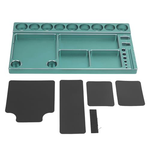 RiToEasysports RC Screwdriver Tool Storage Rack Magnetic Screw Tray Aluminum Alloy with 4pcs Magnetic Pads for RC Cars Airplanes Helicopters Repair (Green) - color: Green