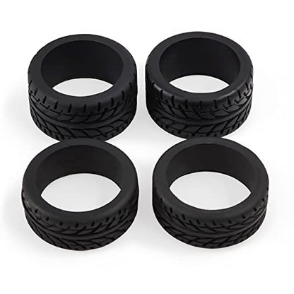 4Pcs 1/28 Rc Drift Car Tires, [2N+2W] High Grip Tires Simulated Tire Tread Racing Tyre for 1/28 Mosquito Cart MINI-Z MR03 IW04M AWD AMZ MINI-Q RC Car Upgrade Parts