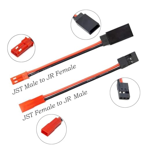 8Pcs JST Plug Y Splitter,JST to JR Male Female Wire Adapter JST Y-Harness Connectors Parallel Extension Cable Compatible with RC Car Traxxas TRX-4 RC Crawler ESC Battery Cooling Fan Led Lights