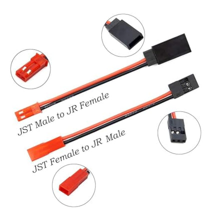 8Pcs JST Plug Y Splitter,JST to JR Male Female Wire Adapter JST Y-Harness Connectors Parallel Extension Cable Compatible with RC Car Traxxas TRX-4 RC Crawler ESC Battery Cooling Fan Led Lights