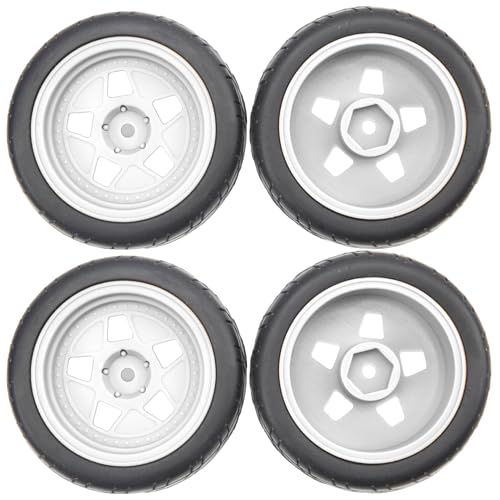 ShareGoo Nylon Wheel Rims with Rubber Tire RC 12mm Hex Compatible with HSP Tamiya Kyosho RedCat Sakura WLtoys 1/10 RC On-Road Racing Touring Car (White) - color: White