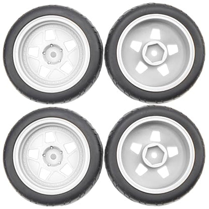 ShareGoo Nylon Wheel Rims with Rubber Tire RC 12mm Hex Compatible with HSP Tamiya Kyosho RedCat Sakura WLtoys 1/10 RC On-Road Racing Touring Car (White) - color: White